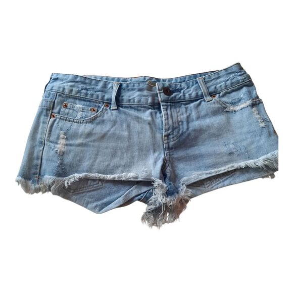 American Eagle Outfitters Blue Jean Shorts Distressed Frayed Hem - Picture 1 of 4